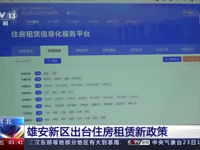 雄安新区出台住房租赁新政策 租房可在多个方面与买房居民享有同等待遇