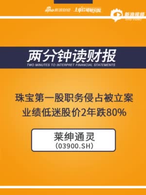 2分钟读财报|珠宝第一股职务侵占被立案 业绩低迷股价2年跌80%