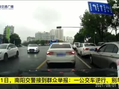 网友发视频举报公交司机别车 南阳交警：拘留14日！